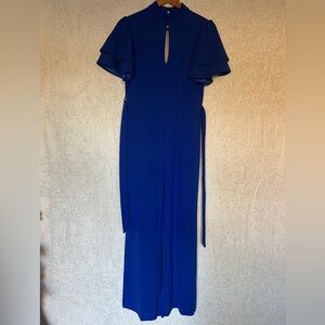 Elegant Royal Blue Flutter Sleeve Maxi Dress